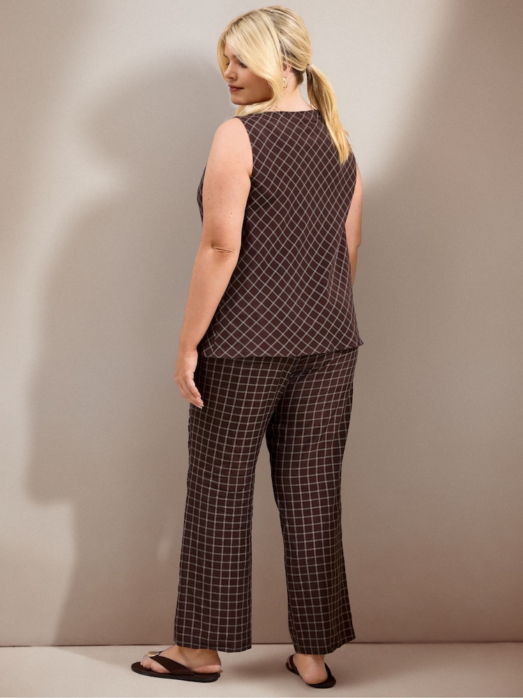 Live Unlimited Brown Check Sleeveless Tunic - Image 5 of 5 Live Unlimited Brown Check Sleeveless Tunic - Image 5 of 5