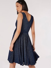 Apricot Blue Pleat V-Neck Skater Dress - Image 2 of 5