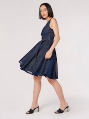 Apricot Blue Pleat V-Neck Skater Dress - Image 4 of 5