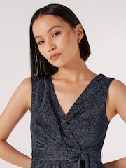 Apricot Blue Pleat V-Neck Skater Dress - Image 5 of 5