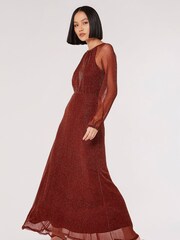 Apricot Red Mesh Raglan Maxi Dress - Image 1 of 3