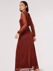Apricot Red Mesh Raglan Maxi Dress - Image 2 of 3
