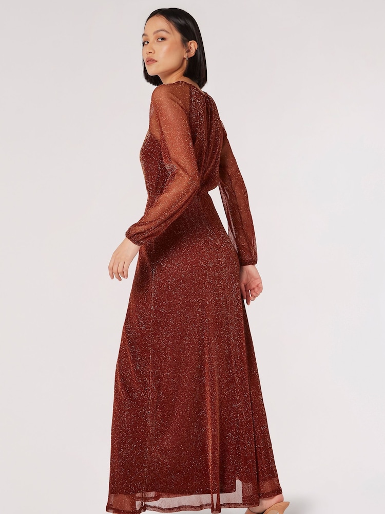 Apricot Red Mesh Raglan Maxi Dress - Image 2 of 3