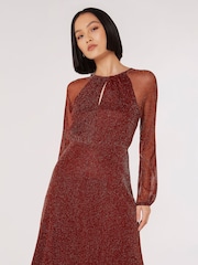 Apricot Red Mesh Raglan Maxi Dress - Image 3 of 3
