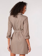 Apricot Brown Heritage Check Tie Shirt Dress - Image 2 of 4