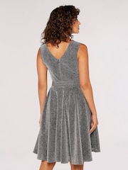 Apricot Silver Pleat V-Neck Skater Dress - Image 2 of 5