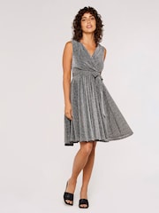 Apricot Silver Pleat V-Neck Skater Dress - Image 3 of 5
