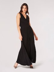 Apricot Black Sparkle Pleated Maxi Dress - Image 3 of 5