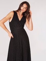 Apricot Black Sparkle Pleated Maxi Dress - Image 4 of 5