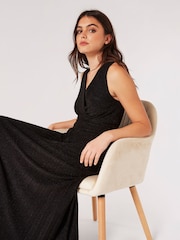 Apricot Black Sparkle Pleated Maxi Dress - Image 5 of 5