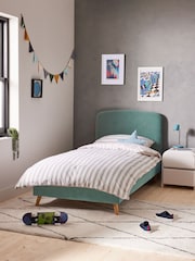 Soft Velvet Slate Teal Blue Kids Matson Standard Upholstered Bed - Image 1 of 2