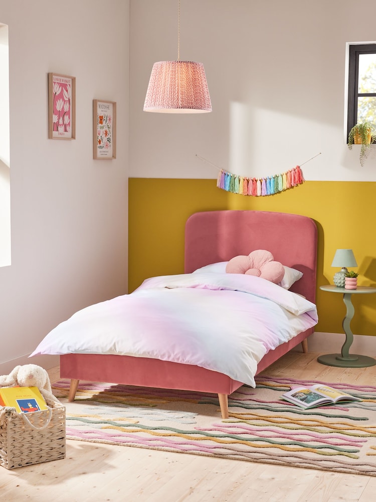Soft Velvet Raspberry Pink Kids Matson Standard Upholstered Bed - Image 1 of 4