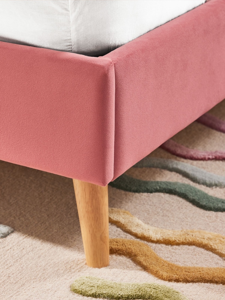 Soft Velvet Raspberry Pink Kids Matson Standard Upholstered Bed - Image 2 of 4