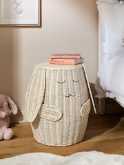 White Bunny Kids Storage Basket Bedside Table - Image 1 of 6