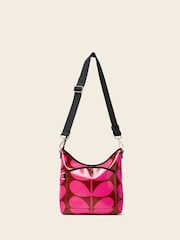 Orla Kiely Pink Carry Cross-Body 100% Cotton Bag - Image 3 of 4