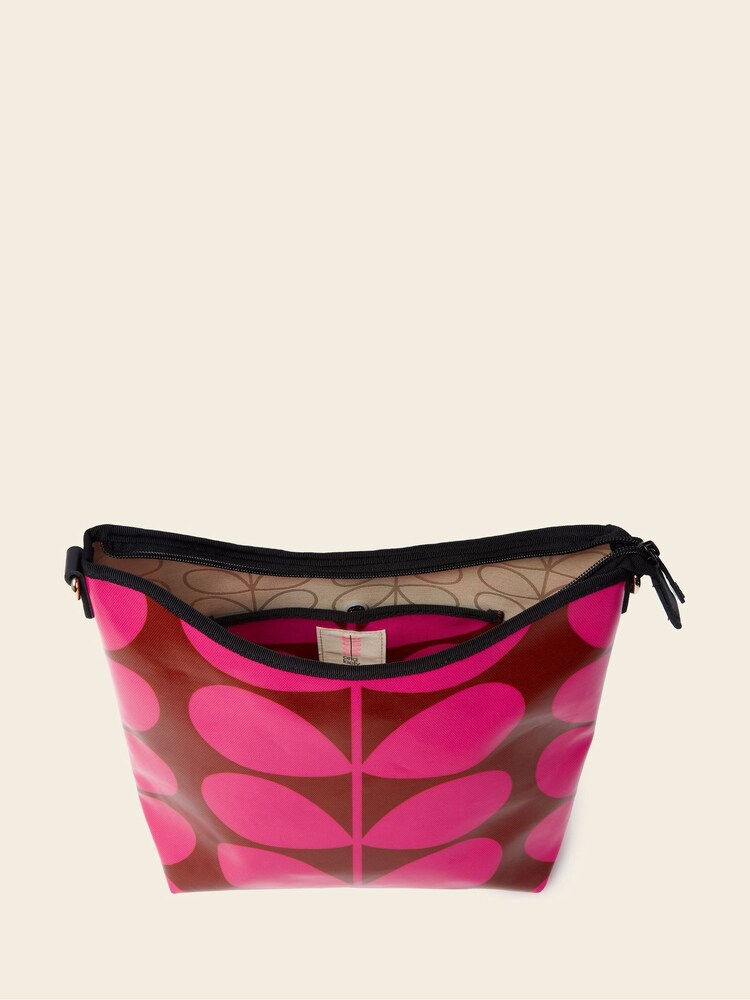 Orla Kiely Pink Carry Cross-Body 100% Cotton Bag - Image 4 of 4