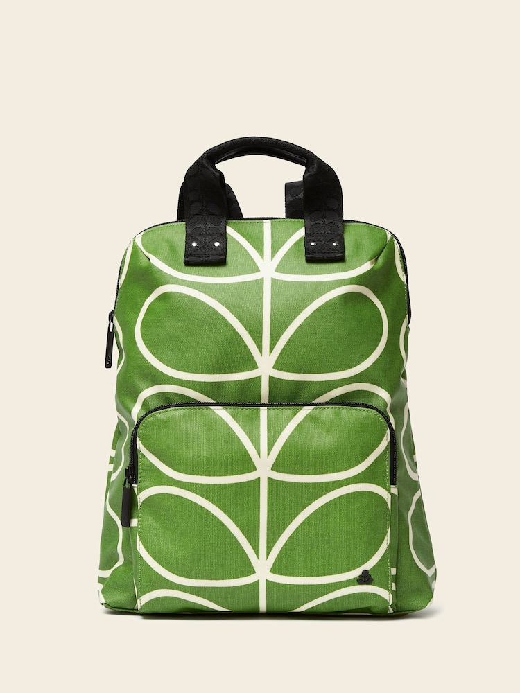 Orla Kiely Green Bestie 100% Cotton Backpack - Image 1 of 4
