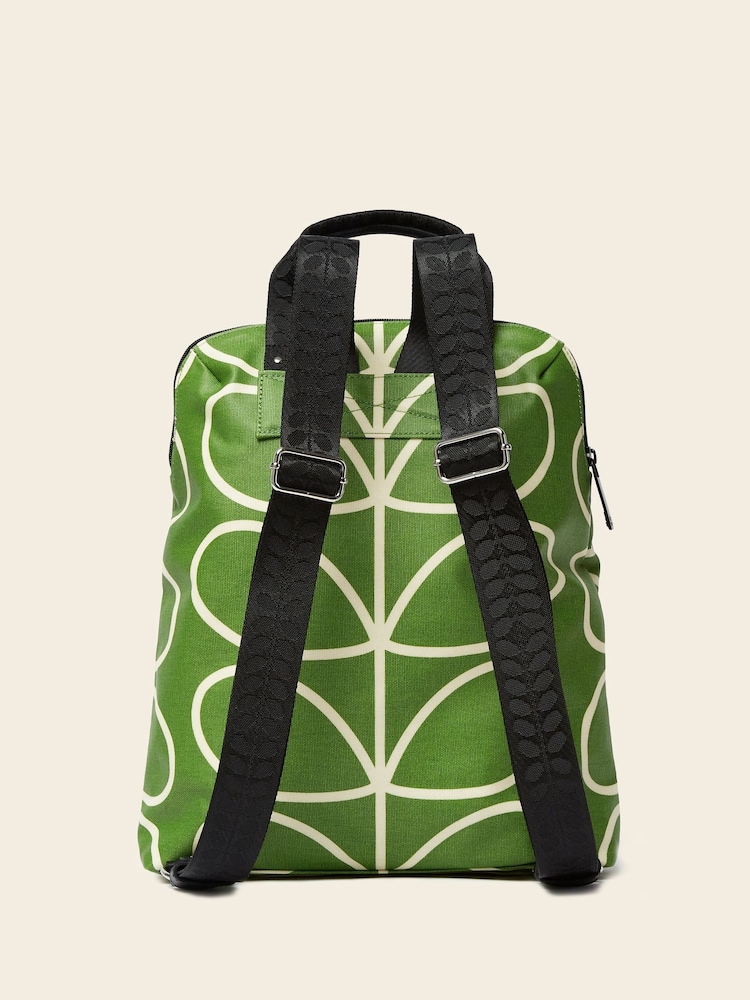Orla Kiely Green Bestie 100% Cotton Backpack - Image 2 of 4