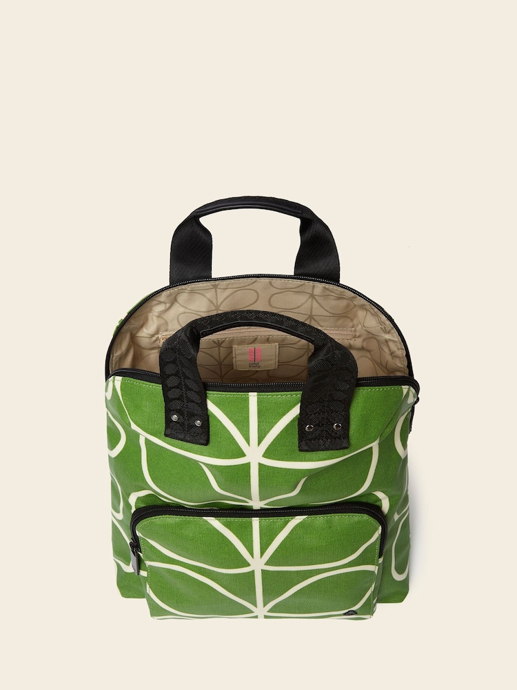 Orla Kiely Green Bestie 100% Cotton Backpack - Image 4 of 4