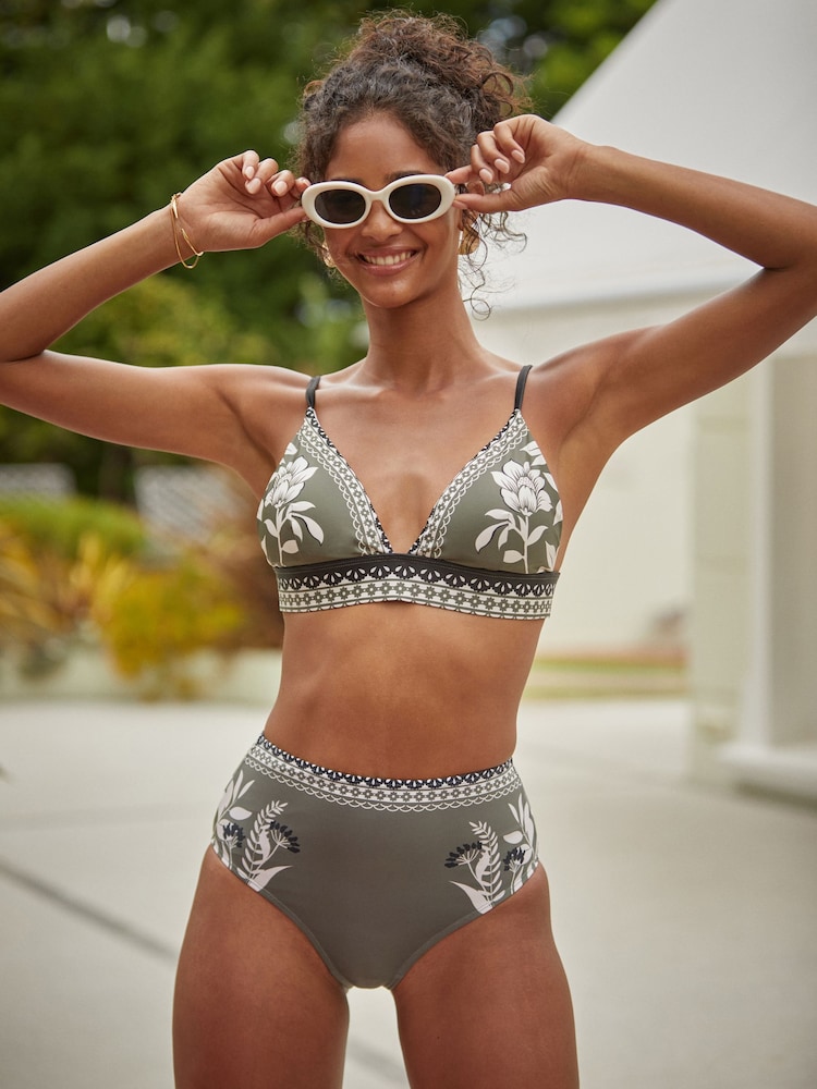Friends Like These Green Wider Apex Tie Back Triangle Bikini Top - Image 1 of 4