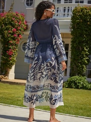 Friends Like These Blue Kaftan Maxi With Belt - Image 2 of 4