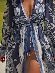 Friends Like These Blue Kaftan Maxi With Belt - Image 3 of 4