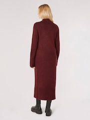 Apricot Red Chunky Knit High Neck Midi Dress - Image 2 of 5