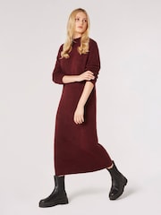 Apricot Red Chunky Knit High Neck Midi Dress - Image 4 of 5