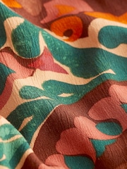 Rust Orange Print Shirred Jumpsuit - Image 7 of 7