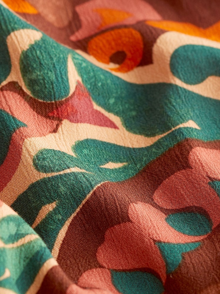 Rust Orange Print Shirred Jumpsuit - Image 7 of 7