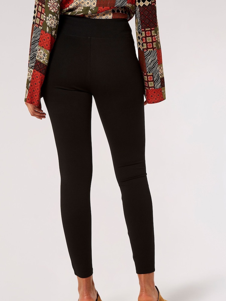 Apricot Black Waistband Ponti Leggings - Image 2 of 5