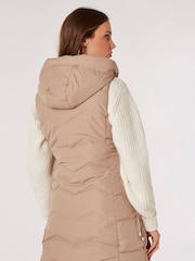Apricot Natural Eyelet Detail Puffer Hood Gilet - Image 2 of 4