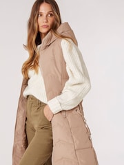 Apricot Natural Eyelet Detail Puffer Hood Gilet - Image 3 of 4