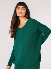 Apricot Green Mixed Rib Grown On Sleeve Jumper - Image 1 of 4