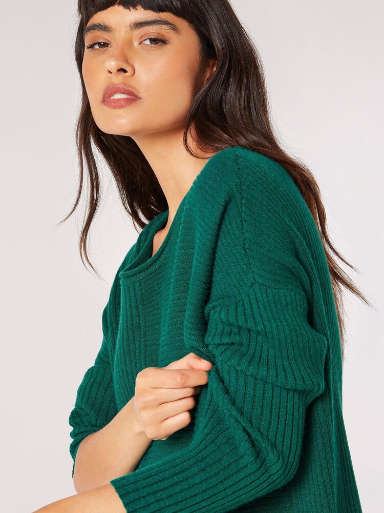Apricot Green Mixed Rib Grown On Sleeve Jumper - Image 4 of 4
