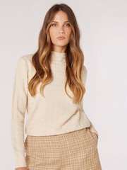 Apricot Natural Scallop Mock Neck Pointelle Jumper - Image 1 of 4