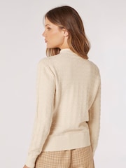 Apricot Natural Scallop Mock Neck Pointelle Jumper - Image 2 of 4
