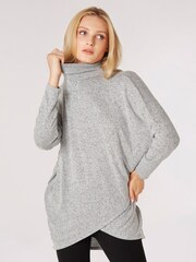 Apricot Grey Wrap Front Soft Touch Tunic - Image 1 of 4