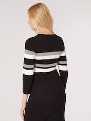 Apricot Black Stripe Knitted Dress - Image 2 of 5