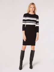 Apricot Black Stripe Knitted Dress - Image 3 of 5