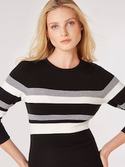 Apricot Black Stripe Knitted Dress - Image 4 of 5
