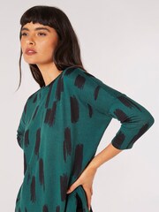 Apricot Green Brush Stroke Curve Hem Top - Image 4 of 4