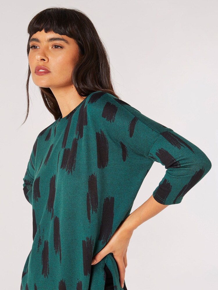 Apricot Green Brush Stroke Curve Hem Top - Image 4 of 4