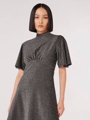 Apricot Grey Angel Slv Flare Sparkle Dress - Image 1 of 4