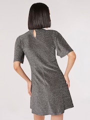 Apricot Grey Angel Slv Flare Sparkle Dress - Image 2 of 4