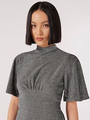 Apricot Grey Angel Slv Flare Sparkle Dress - Image 4 of 4