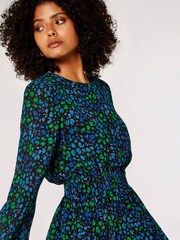 Apricot Blue Graphic Animal Chiffon Long Sleeve Dress - Image 2 of 4