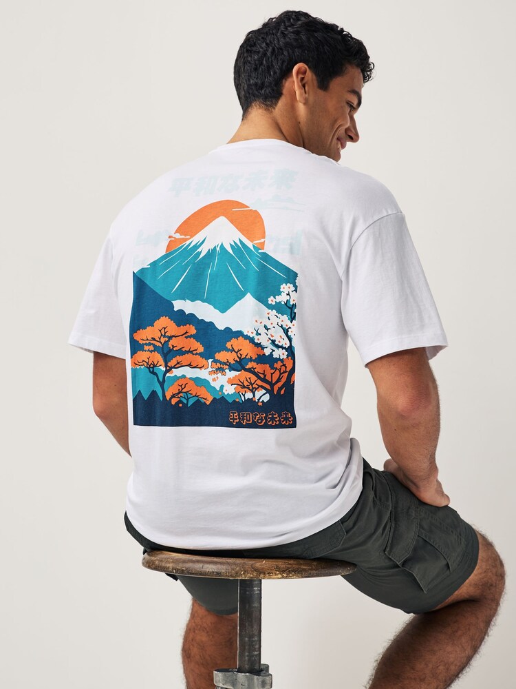 Biały - JACK & JONES Short Sleeve Back Printed T-Shirt - Image 1 of 6