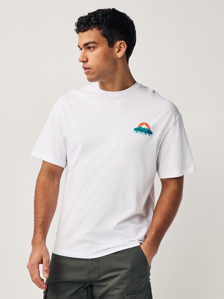 Biały - JACK & JONES Short Sleeve Back Printed T-Shirt - Image 2 of 6