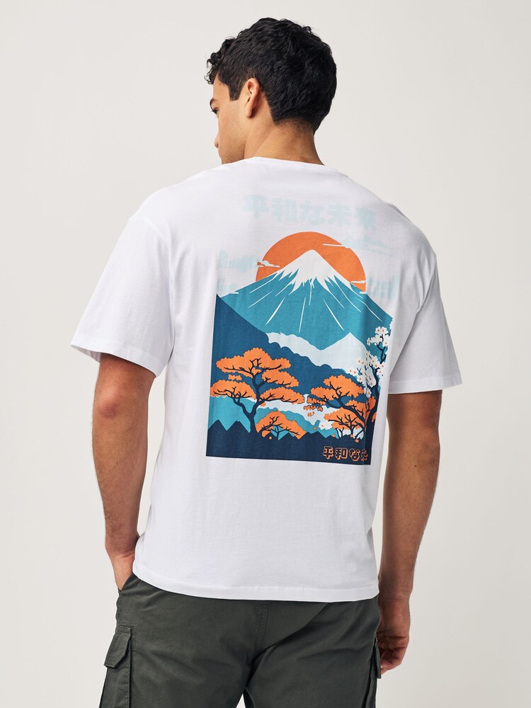 Biały - JACK & JONES Short Sleeve Back Printed T-Shirt - Image 3 of 6